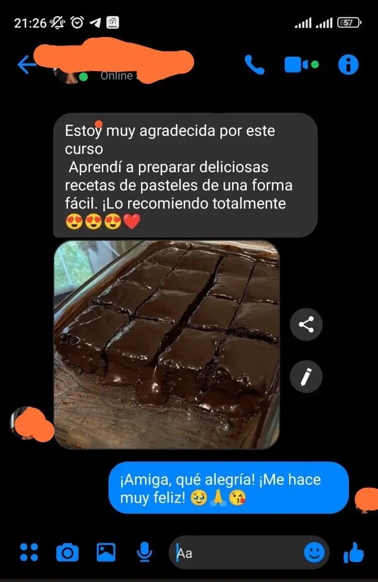 Testimonio de una alumna agradecida por las recetas
